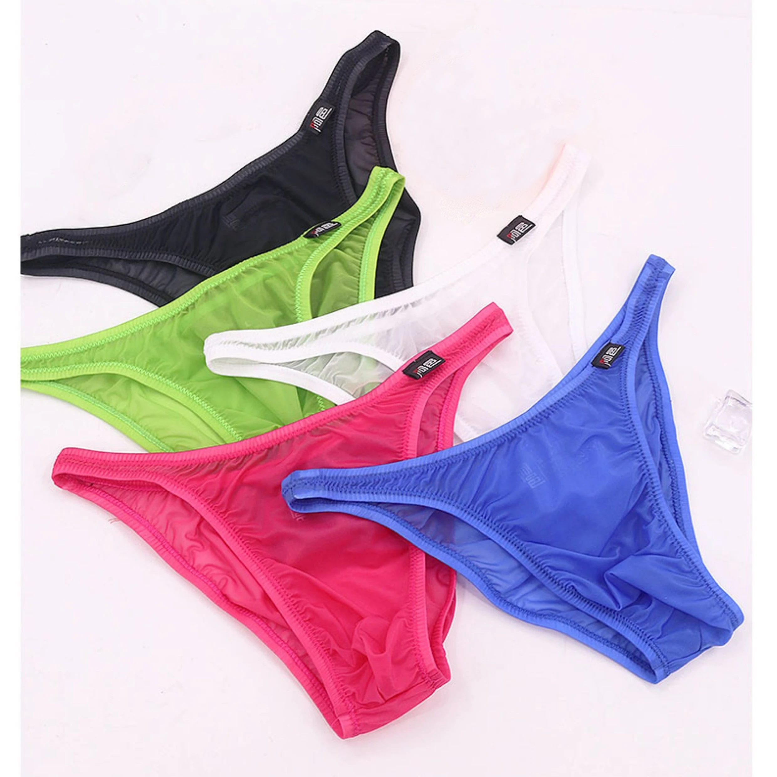 Men's Underwear Sexy Low-Waisted Ice Silk Ultra-Thin Silky Japanese Small Triangle Pants One-Piece view 4