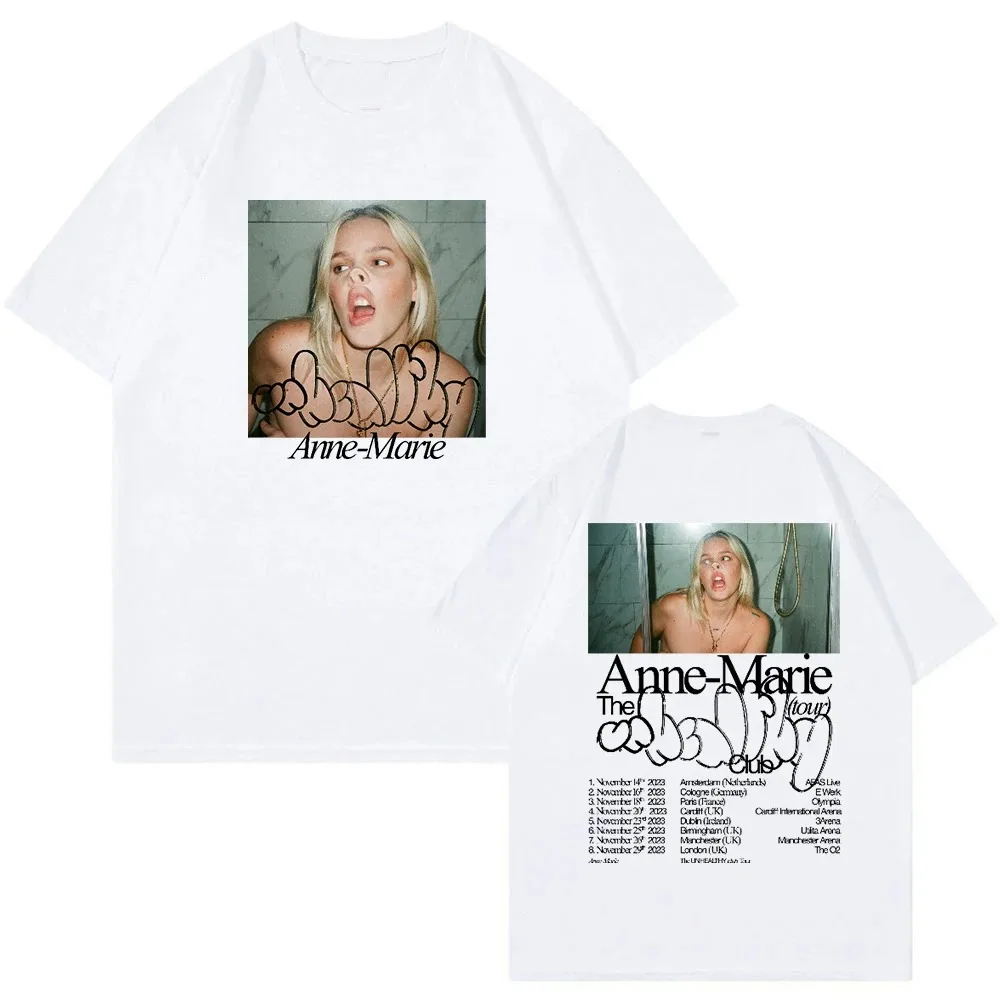 Anne Marie Merch 2024 The Unhealthy Club Tour T-shirt Crewneck Short Sleeve Streetwear Mężczyźni Kobiety Tee Fashion Clothes