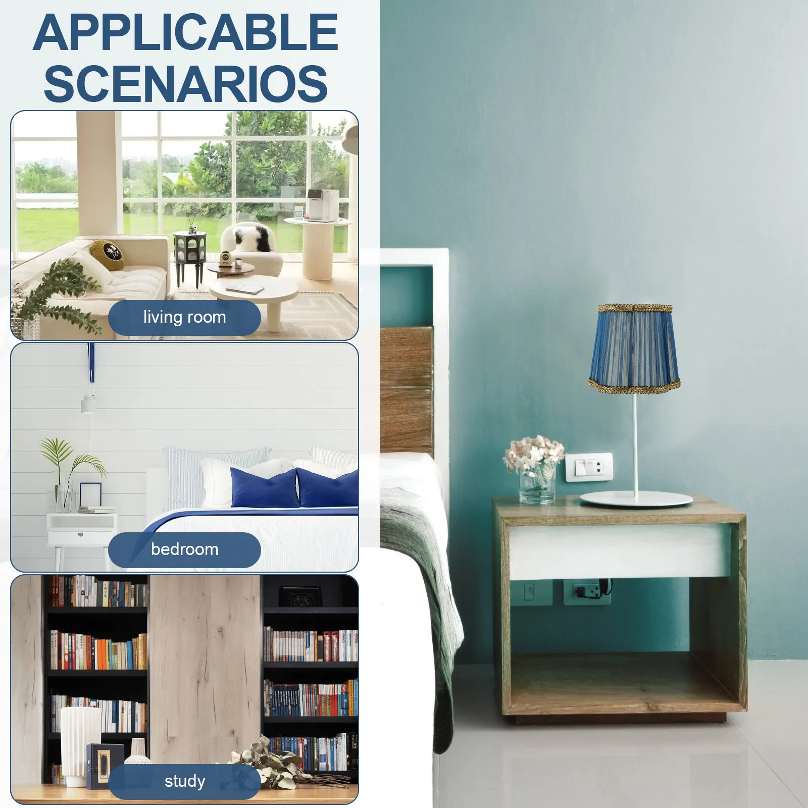 

Нежный тканевый абажур, безопасный материал, длительный срок службы, красивый, простой дизайн, декоративный элемент для спальни, гостиной, кабинета.