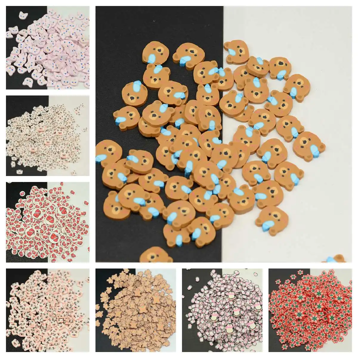 

500G 5mm/10mm Polymer Clay Slice Bear Penguin Gingerbread Sprinkles Lovely Confetti for Crafts Making, DIY Nail Art Emblishment