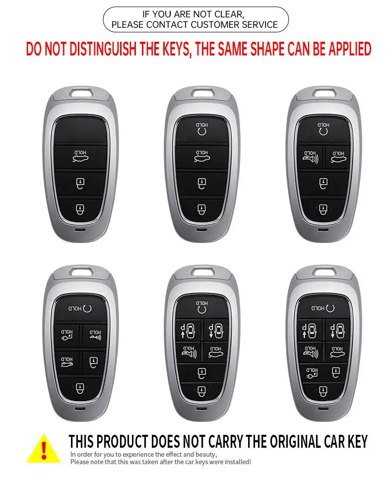 Zinc Alloy+Leather Car Key Case Cover Fob For Hyundai Sonata Sel Ev 6 Ev 8 IONIQ 5 Nexo DN8 Fe Tucson Sonata Staria NX4 Ioniq