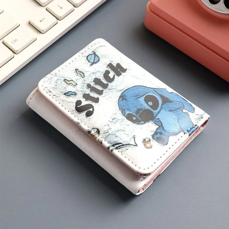 Disney Stitch Womens Wallet Anime Lilo and Stitch Print Short Folding Wallet Leather Multifunctional Coin Purse ID Card Holder