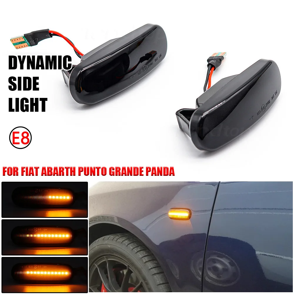 LED dinâmico lado marcador transformar a luz do sinal, pisca sequencial para Fiat Panda 169 Grande Punto Inkl Evo Doblo Fiorino Linea