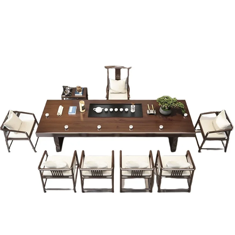 

Чайный столик из цельного дерева. Новый китайский современный простой чайный столик кунг-фу. Интегрированный офисный чайный столик.