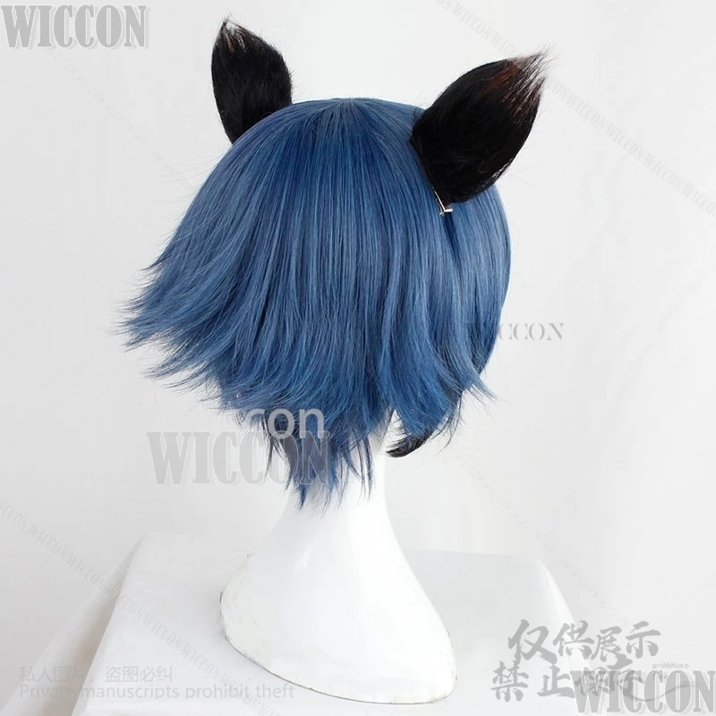 Anime Movie Kagemori Michiru Cosplay BNA Furry Wig Earwear Blue Short Hair Synthetic BRAND NEW ANIMAL Halloween Xmas Role Play