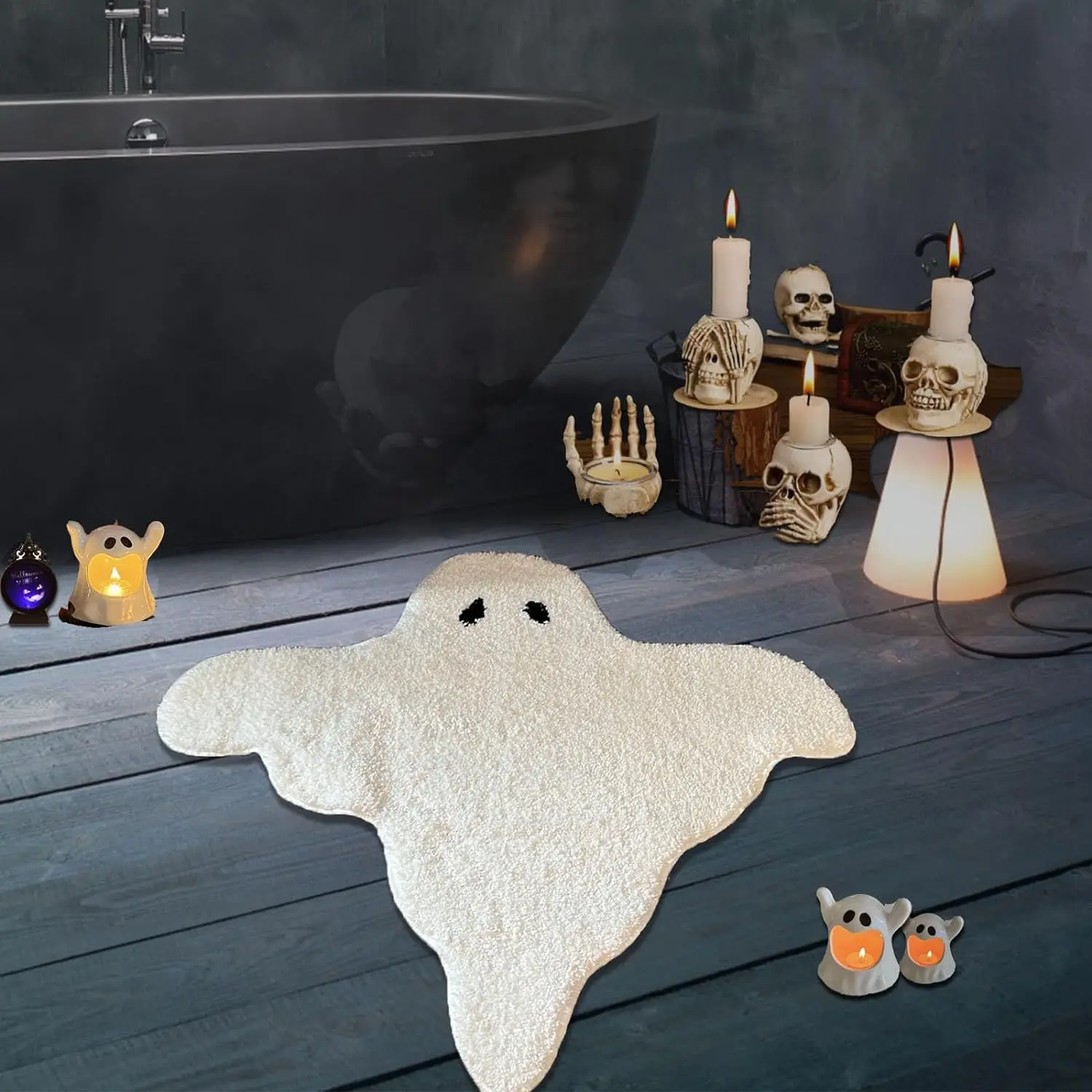 

VIKAMA Halloween Floor Mat - Scary Ghost - Household Bathroom - Water-Absorbing - Non-Slip - Durable - Dirt-Resistant Foot Mat