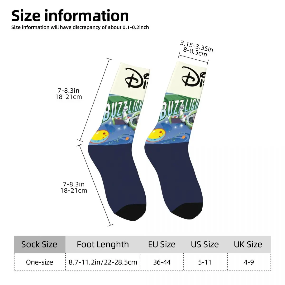 Crazy compression Buzz Lightyear Sock for Men Vintage Disney Toy Story Buzz Lightyear Seamless Pattern Crew Sock Casual