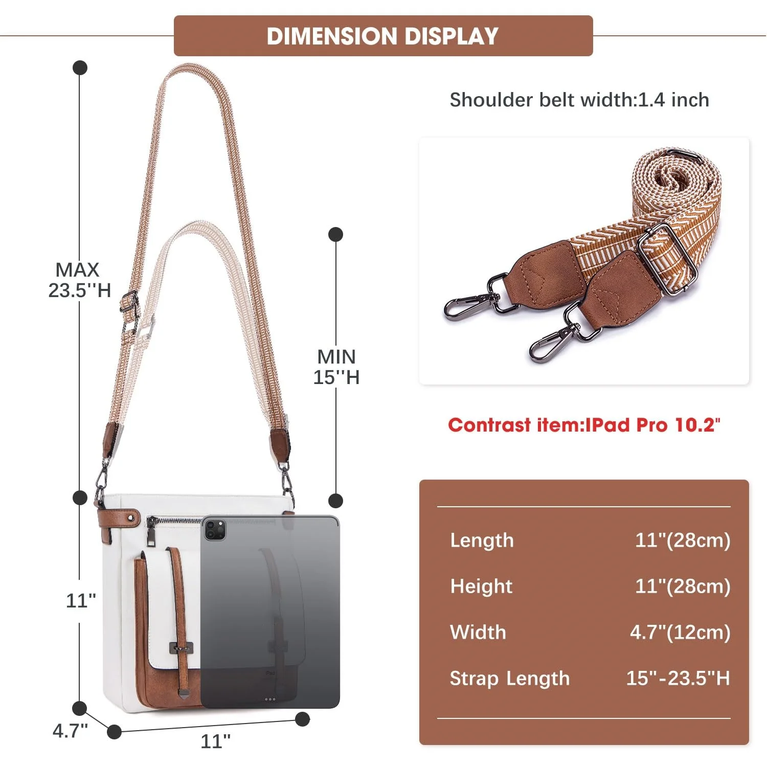 Women's Large Capacity Crossbody Bag, Single Shoulder Crossbody Bag, Messenger Bag, Multi-Pocket Travel Bag, Bohemian Style Shoulder Strap - Faux Leather view 6