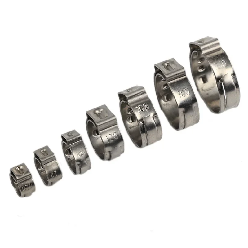 25pcs Hose Clamps Single Ear Stepless 4.7-23.5mm 304 Stainless Steel Hose Clamps Cinch Clamp Rings for Sealing Kinds of Hose