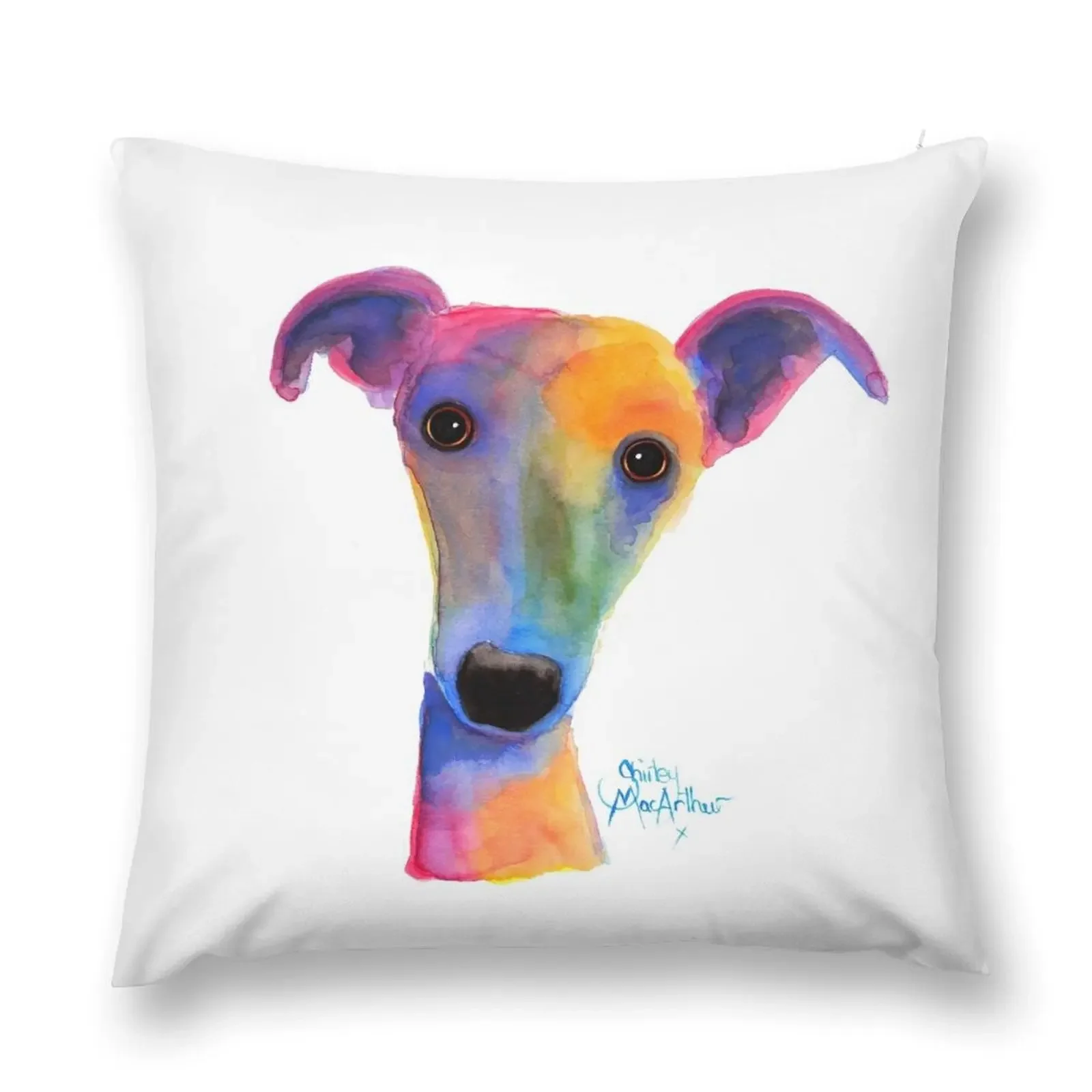 WHIPPET / GREYHOUND PRiNT 'PANSY' By Shirley MacArthur Throw Pillow Anime Christmas Covers Luxury Pillow Cover pillow