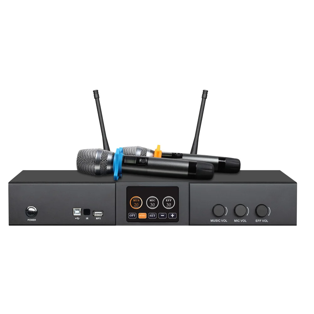 Good price 600W*2CH class D karaoke power amplifier 3 in 1 system with UHF wireless microphone