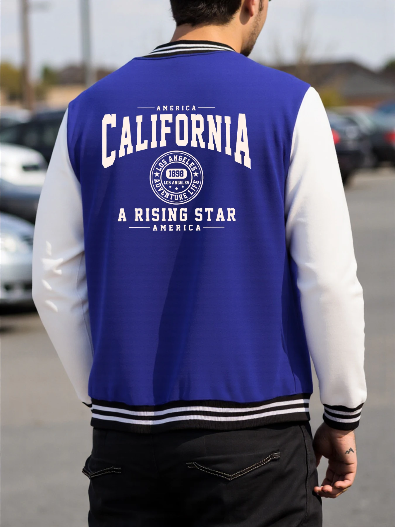 

America California A Rising Star Print Men Clothes Fleece Jackets Hip Hop Coat Baseball Jersey Casual Multicolor Top Unisex