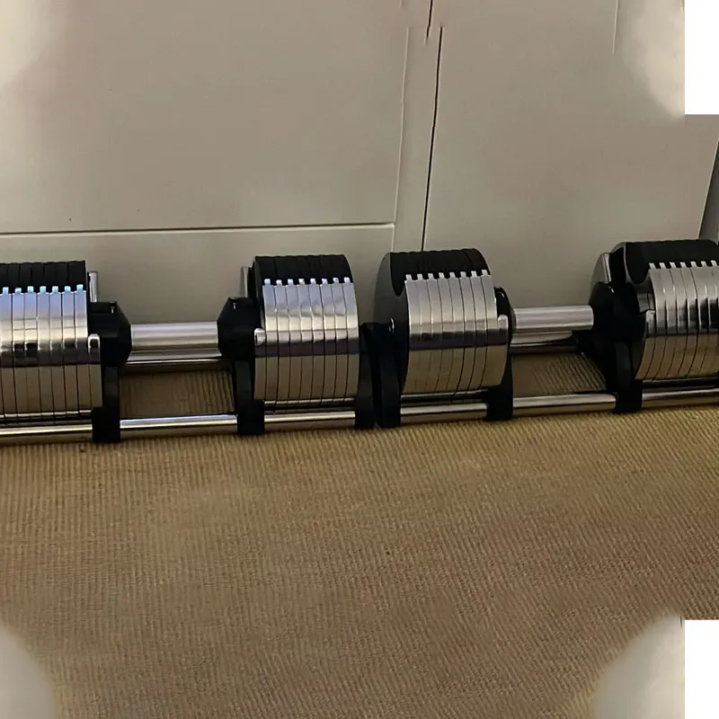 Chrome Adjustable Dumbbell 43kg 45kg 50kg set and Dumbbell rack