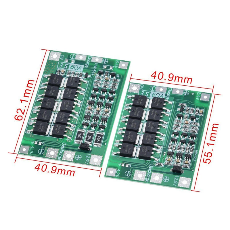 2-100Pcs 3-String 11.1V 12.6V 18650 Lithium Battery Charger Protection Board Balanced/Enhanced 60A Can Be Started