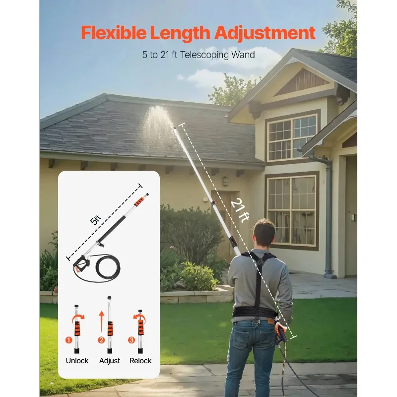 Pressure Washer Telescoping Wand 21 ft 4000 psi Telescopic Spray Wand with Power Washer Extension Wands 7 Spray Nozzle