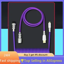 Type C USB Cable Mechanical Keyboard Coiled Cable Wire Mechanical Keyboard Aviator Desktop Computer Aviation Connector