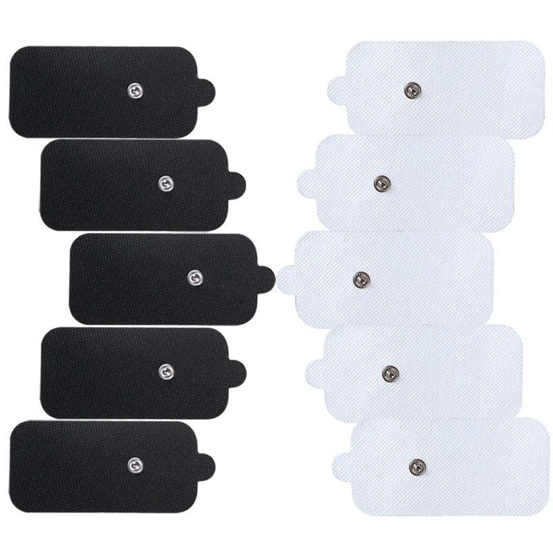 Almofadas de eletrodo branco 5x10cm, adesivo não tecido condutor, estimulador muscular, remendos para massageador elétrico