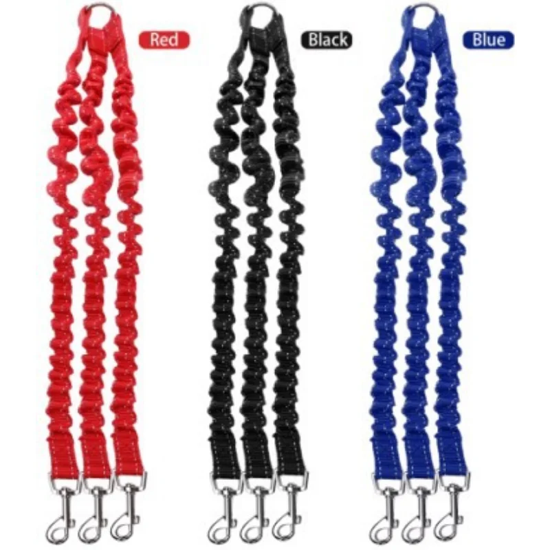 

Pet Dog Coupler Leash Double Dog Walking Lead Bungee Elastic Two Dogs Leash Splitter