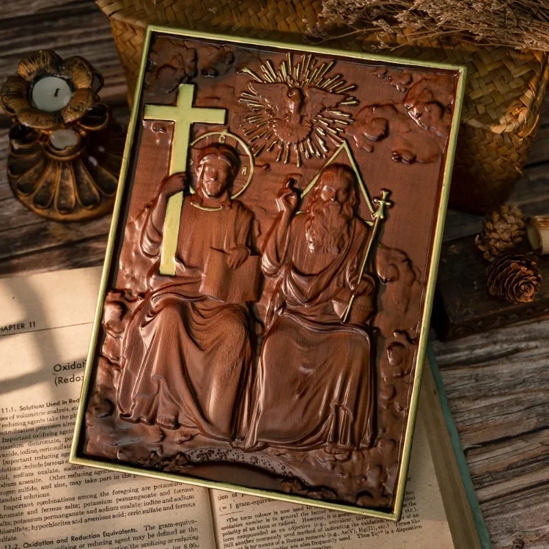 

Religious Holy Statues Trinity Wood Wall Decor, Catholic Mural,Family Home Decor