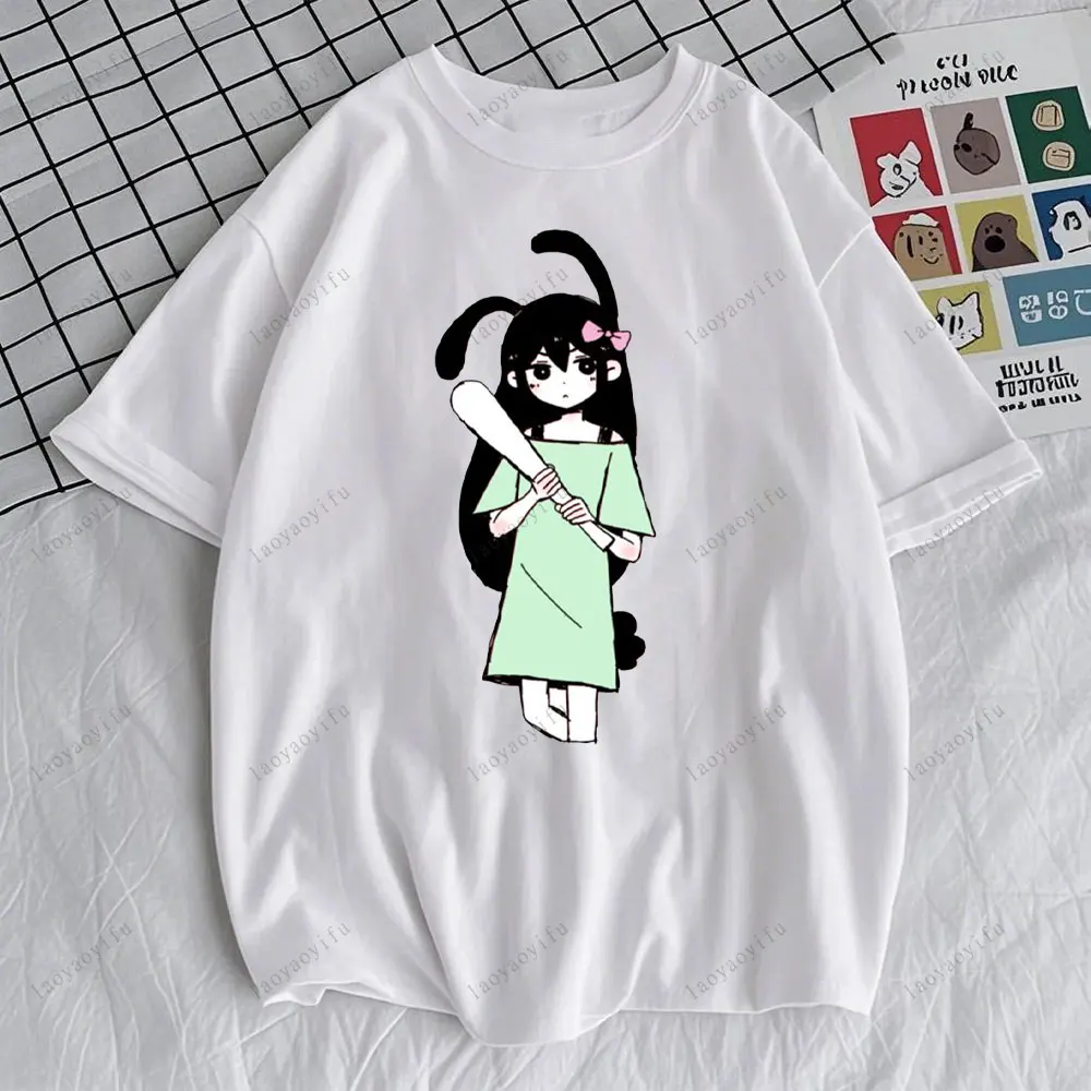 Omori طباعة المرأة تي شيرت قميص Harajuku قصيرة الأكمام س الرقبة تي شيرت المحملة القمم الملابس الملابس الجمالية الشارع الموضة