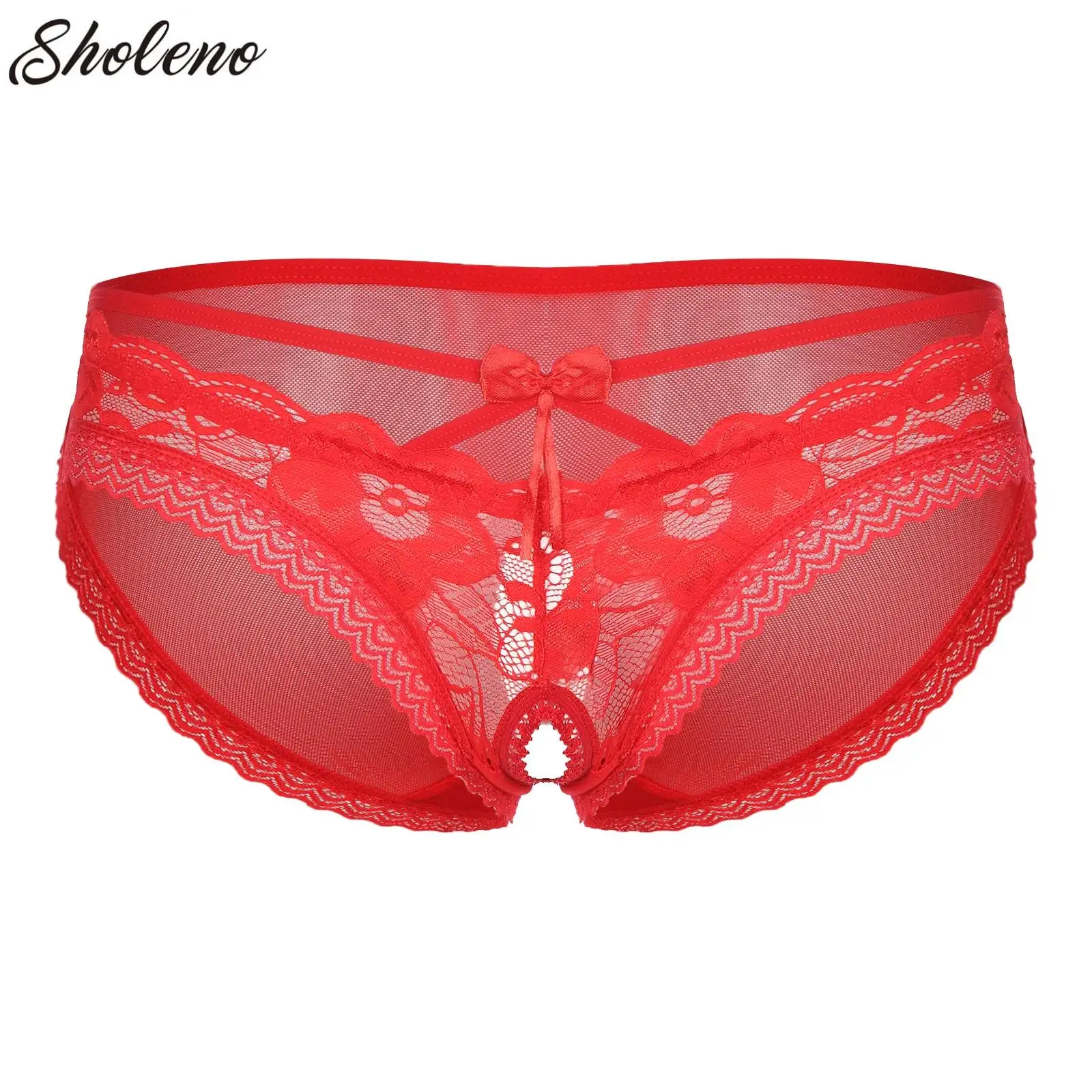 

Mens Sexy Exotic Panties Lingerie Gay Male Lace Briefs Sissy Underwear See-Through Mesh Strappy Crotchless Underpants Nightwear