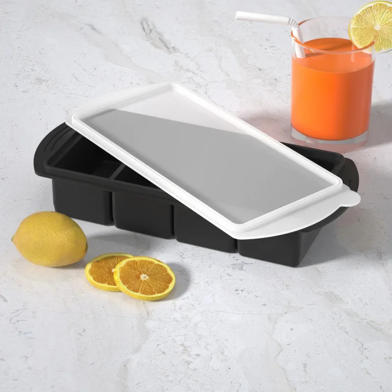 250ml/500ml Silikon-Eiswürfelform mit Einzelgitter und Deckel, Lebensmittel-Aufbewahrungsbox zum Einfrieren von Suppe – Detail 10