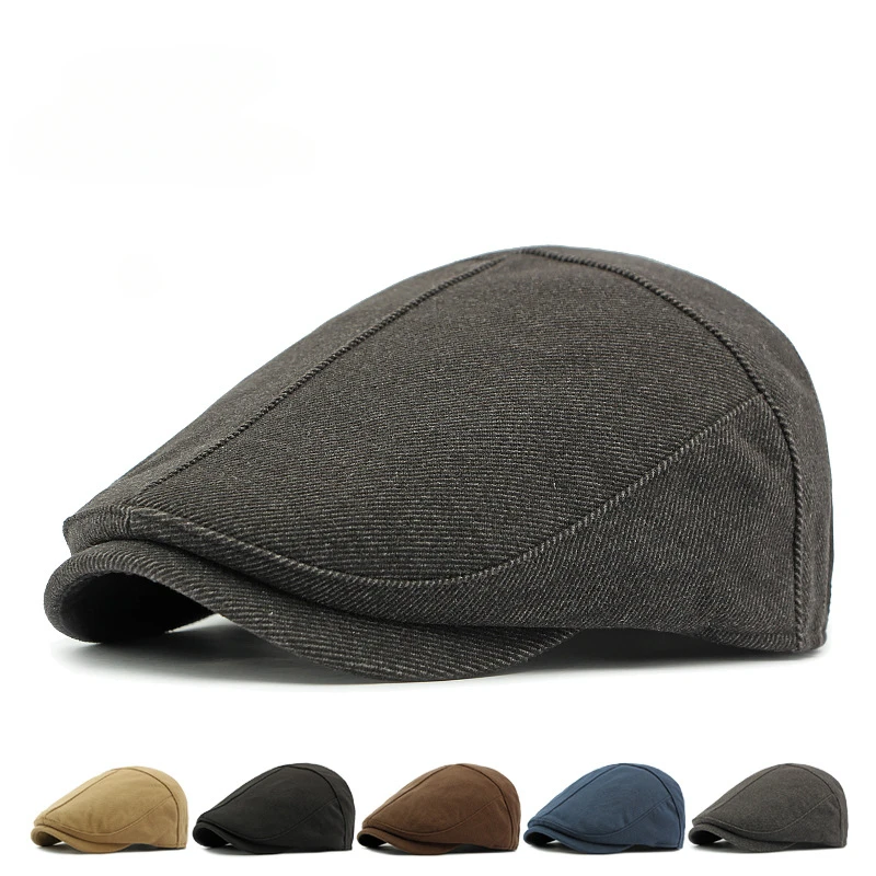 Women's Wool Beret Hat Men's Warm Fleece Lined Newsboy Cap Adjustable Casual Outdoor Dad Hat