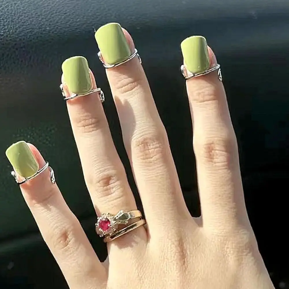 10PCS Fingertip Nail Rings for False Nail Women Girls Phalanx Ring Adjustable Reusable Removable Nail Rings Nail Art Decoration