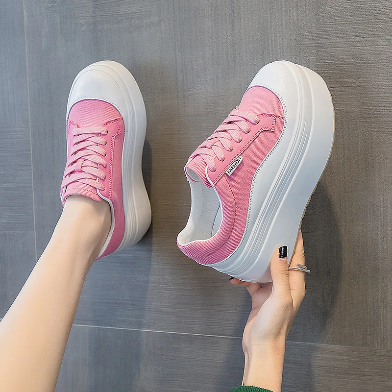 Dermis Explosive Pink Single Shoes Women 2024 New Small White Shoes Women All Fashion Thick Sole 8 Cm Trend Ins Simplejavascript