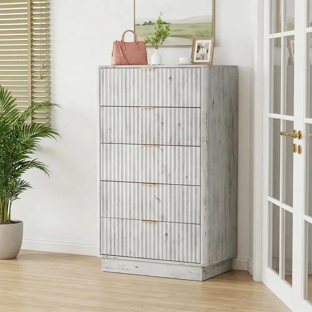 Fluted 5 Drawers Dresser for Bedroom, 45