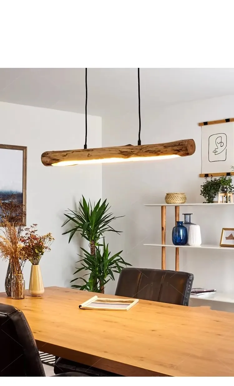 Morden Style LED Minimalist Wooden Pendant Lights Kitchen Bar Dining Room Hanging Lamp Cord Adjustable New Design Lighting