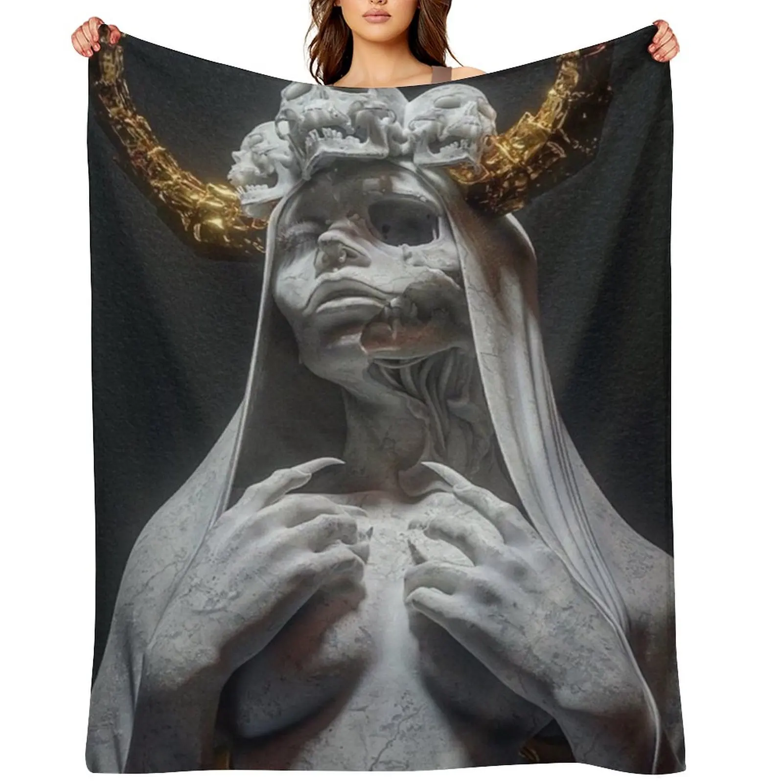 

Evil Statue Throw Blanket Plaid on the sofa Vintage Summer Beddings Nap Blankets