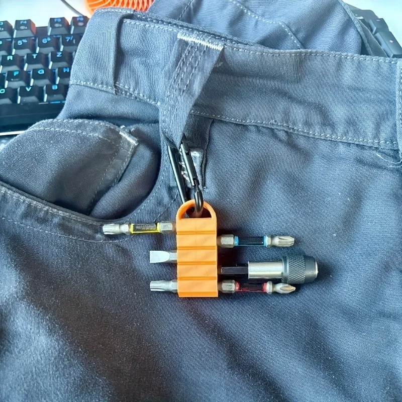 Work Pants Bit Holder, Without Carabiner. One Clip Can Secure Multiple Bits. Home Improvement Tools, Tool Storage, Bit Base.