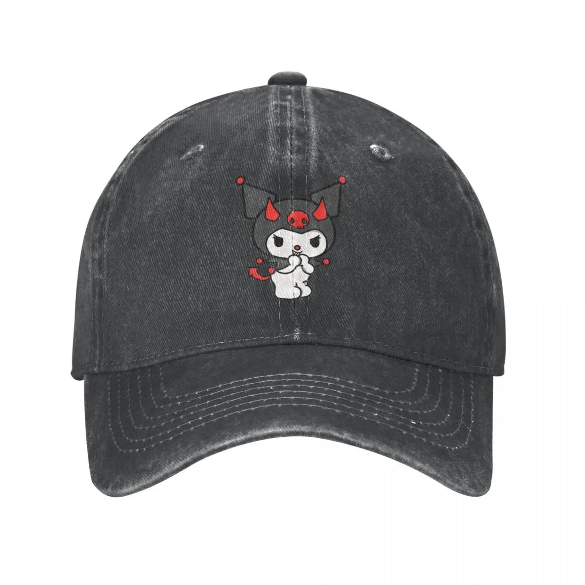 Kuromi Devil Sanrio Kawaii Men Women Baseball Caps Distressed Cotton Caps Hat Retro Outdoor Workouts Snapback Cap