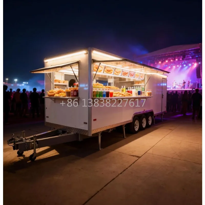 Custom Size Food Trailer with Customizable Appearance Kitchen Equipment Mobile Kitchen Restaurant Fast Food Truck Food Cart view 3