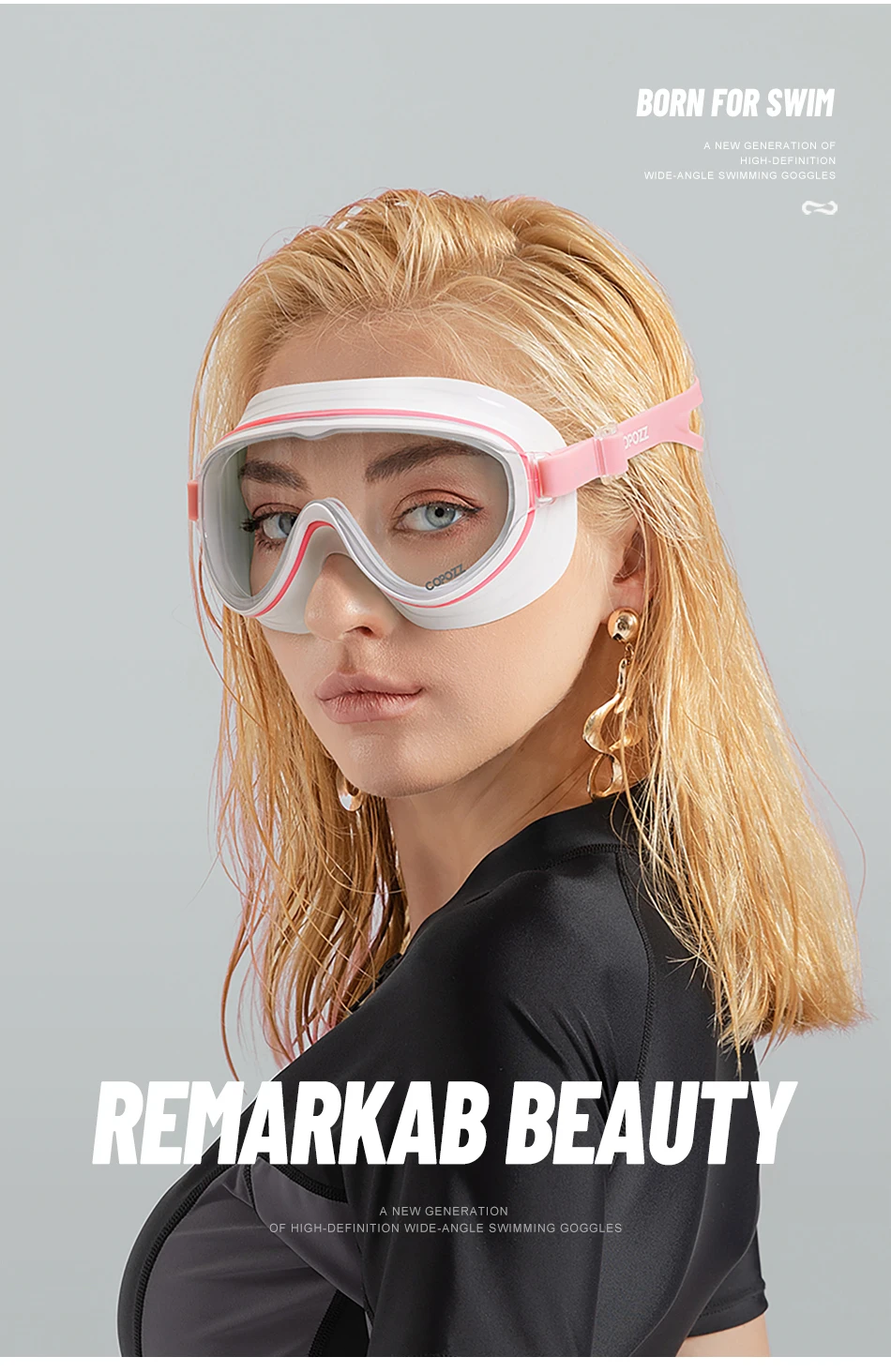 COPOZZ Neue Schwimmbrille für Erwachsene mit großem Rahmen, professionelle Beschichtung, langlebig, Anti-Beschlag-Komfortbrille, Schwimmbrille für Männer und Frauen – Detail 2