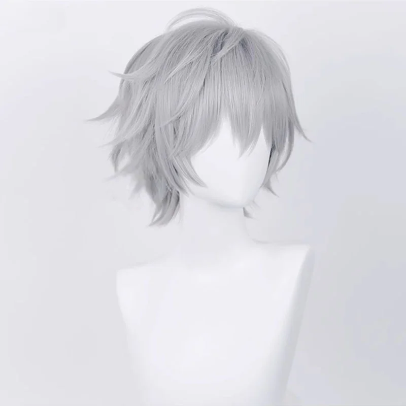 Kaworu Nagisa Cosplay Wig Anime EVA Short Purple Silver Grey Heat Resistant Synthetic Hair Halloween Wigs