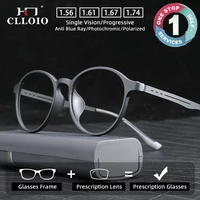 CLLOIO gafas graduadas ultraligeras elásticas TR90 Anti rayos azules para hombres y mujeres gafas de lectura progresivas redondas clásicas para miopía