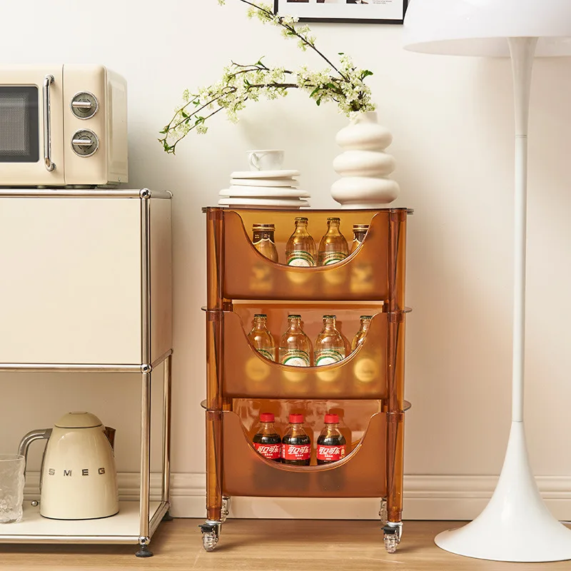 

Acrylic household shelf transparent multi-layer combination storage locker transparent mobile trolley