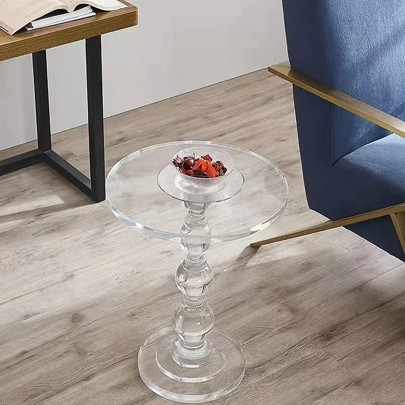 Modern Glass Round Resin Tea Table Clear Black Acrylic Side Table Sofa Coffee Table Tables Basses Home Furniture Offer