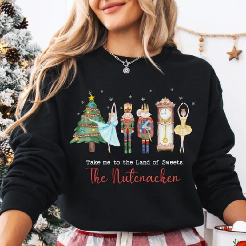 Christmas Sweatshirt Woman Mama and Mini Matching Kawaii Nutcracker Christmas Sweatshirt Autumn and Winter Long Sleeve Pullover