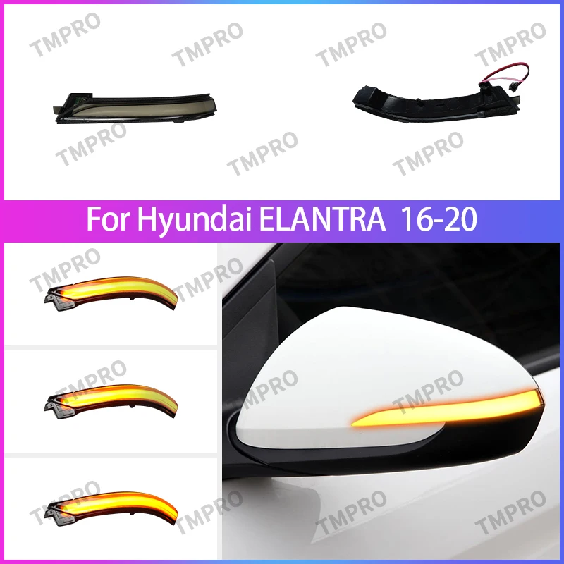 Car Left Right Rearview Mirror LED Side Mirror Lamp lights Car Trun Signal Indicator Light for Hyundai ELANTRA 16-20