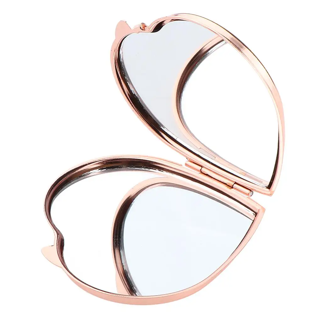 Heart Shaped Double Sided Compact Mirror Small Handheld Makeup Mirror for Pocket Purse or Travel Women Girl Mirror