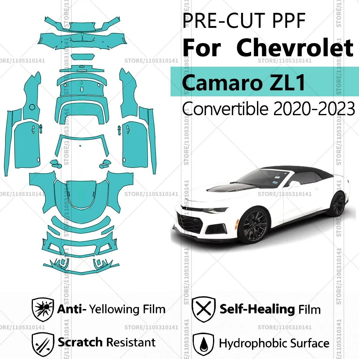 Pre-Cut Paint Protection Film PPF Transparent Car Film Automotive PPF For Chevrolet Camaro ZL1 Convertible 2020-2023