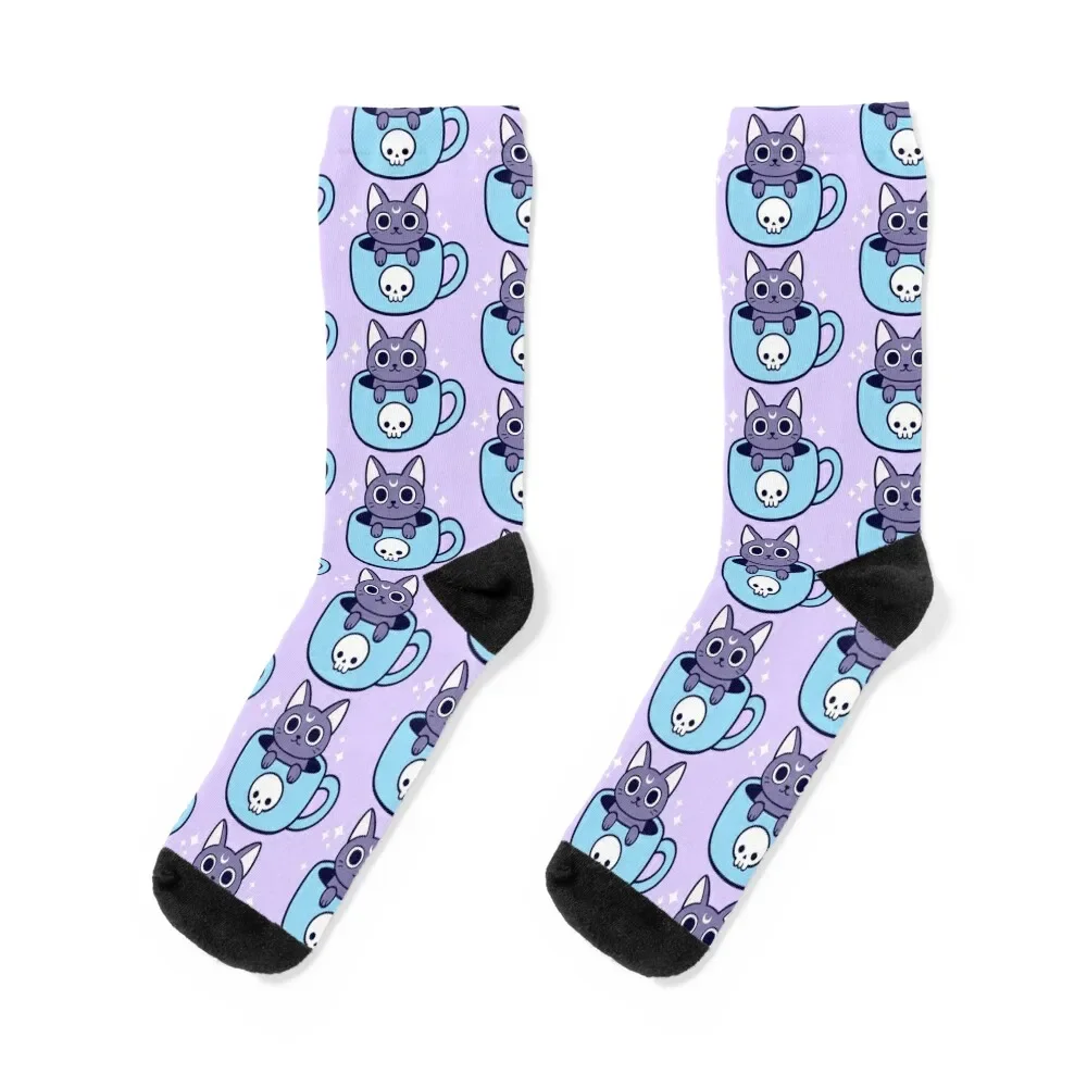 Black Magic Tea / Coffee Cat Nikury Socks hiphop cartoon Socks Girl Men's