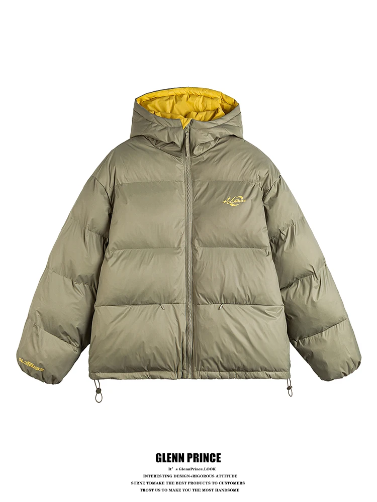 

High Cotton Fill Hooded Thiened Winter Jaet Men's Japanese Sle Versatile Warm Bread Coat Contrast Color Casual Youth Fa...