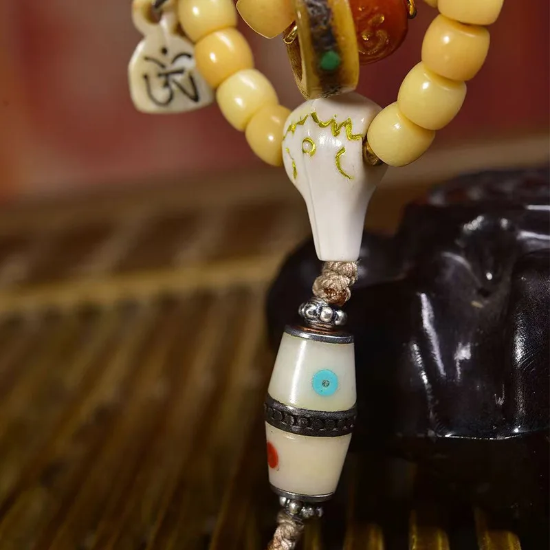 

108 of Reflow Bucket Buddha Beads Necklace Agate Turquoise Yak Bone Accessories