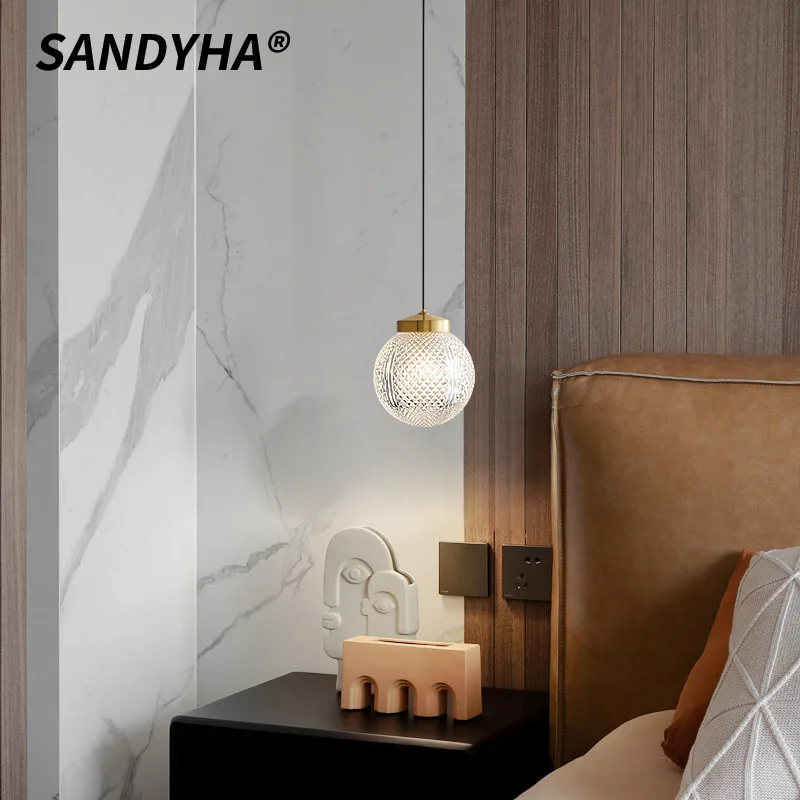 

SANDYHA Nordic Style Pendant Light Glass Lampshade Design LED Lamp for Living Room Decoration Bedroom Corridor Lighting Fixtures