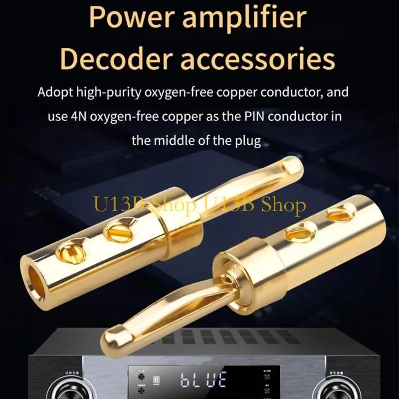 U13B 4pcs Los tapones plátano cobre sólido chapado en oro con insertos cobre mejoran sonido