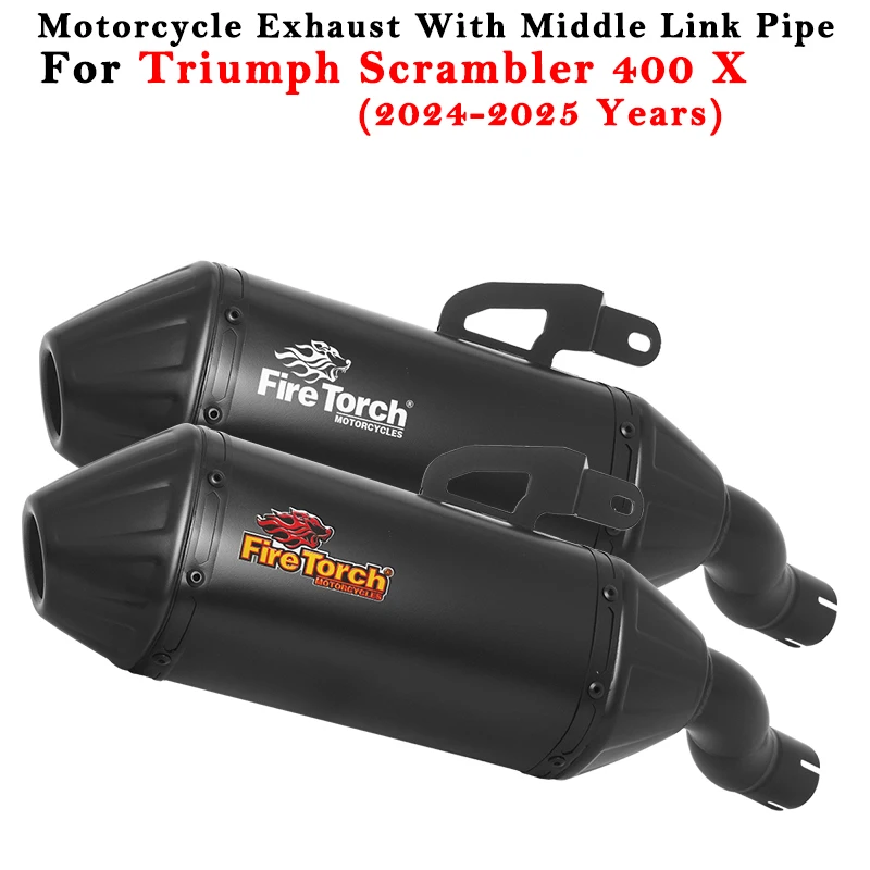 

Slip On For TRIUMPH Scrambler 400X 2024 2025 Motorcycle Exhaust Escape Modified Muffler With Middle Link Pipe DB Killer